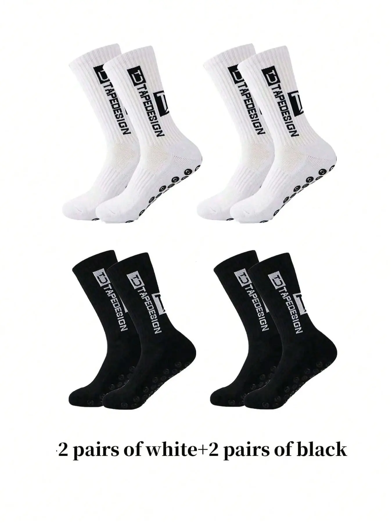2/4/8 pairs.Men's Anti-Slip Sports Socks with Grip Pad, Comfortable Soft Mid-Calf Socks for Running, Basketball, Soccer, All Seasons, Multi-Purpose, Athletic Grip Socks