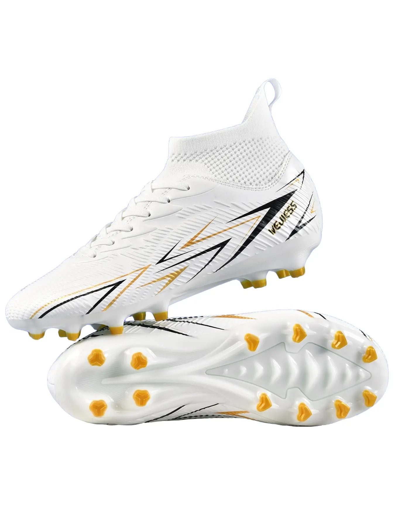 Professional Sports Football Shoes for Men and Women, Long Studs, PU Leather, Classic Laces, Anti-Collision Toe, 4 Colors, Sizes 35-45
