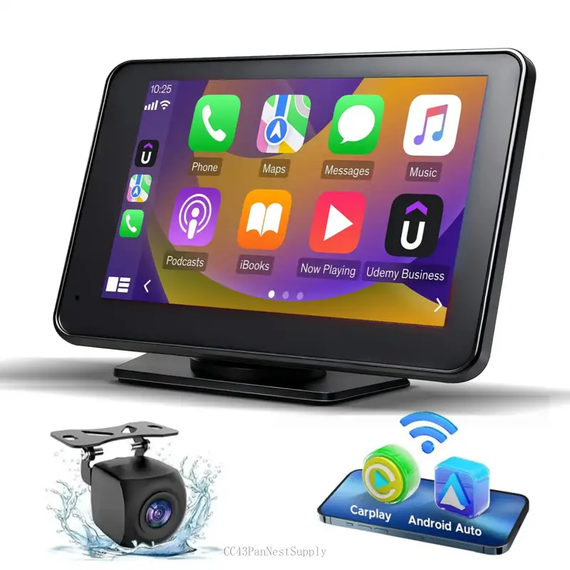 7" Portable Car Stereo Touch Screen with Wireless Backup Camera, Car Video Player with Voice Control, Mirror Link, Bluetooth, Navigation Suitable For Daily Driving And TravelingCC43PanNestSupply