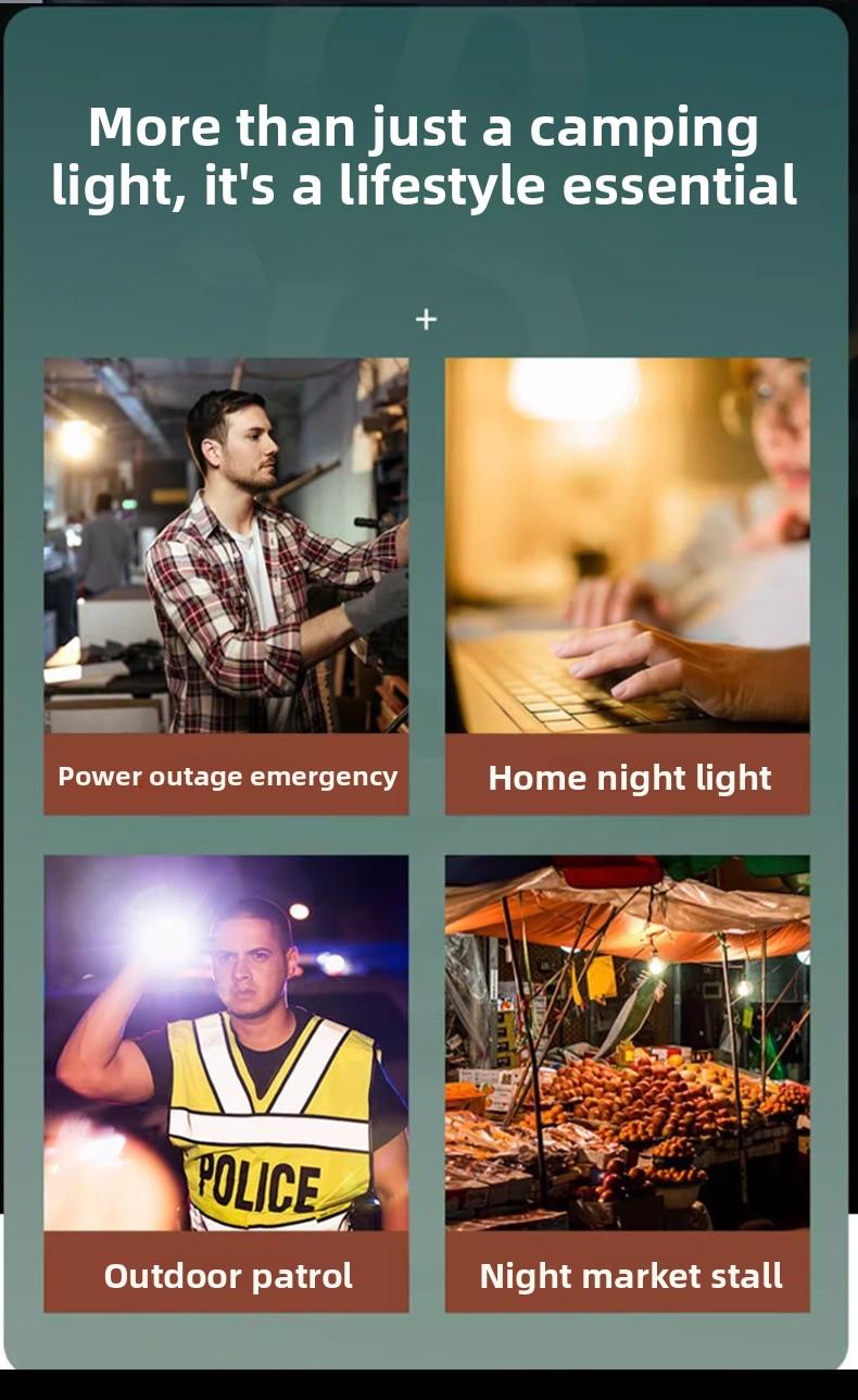 Solar Camping Lantern Outdoor Rechargeable LED Lights for Tent Emergency Home Use Portable Waterproof Lamp for Night Camping Party Hiking