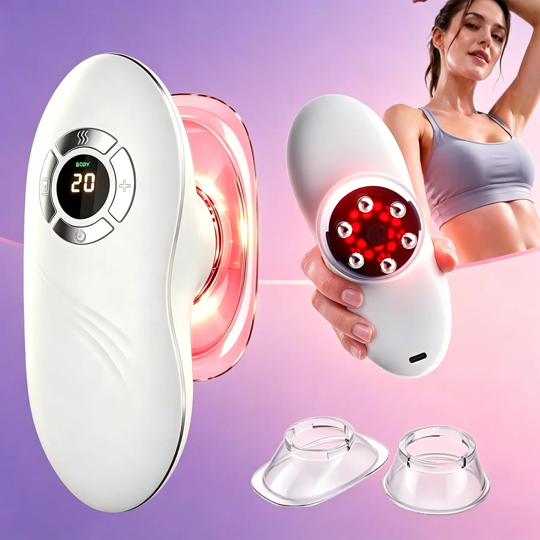 Portable Body Sculpting Machine for Face & Body,3-in-1 Electric Cupping & Gua Sha Massager for Legs Abdomen Arms Waist, Supports Skin Firming & Body Care, USB Rechargeable Massagers