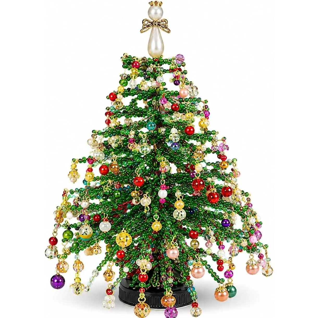 DIY Beaded Christmas Tree Kit, Create Your Own Sparkling Holiday Decoration, Beading Craft Set with Seasonal Art Kit & Vintage Four Seasons Tree Decors for Adult DIY Gift(Christmas)