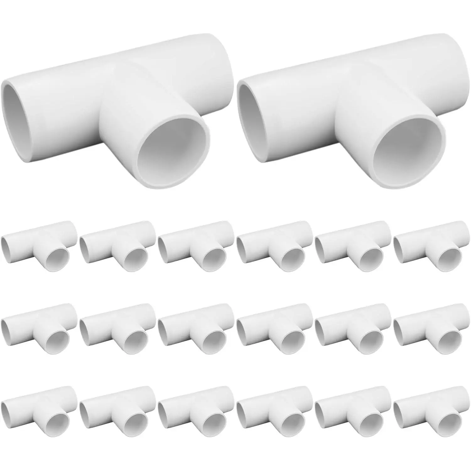 20-Pack 1/2" Tee PVC Fittings, Furniture Grade Pipe Fittings 3 Way for SCH40 PVC Pipe, Pipe Connectors for All DIY Structure and Frames