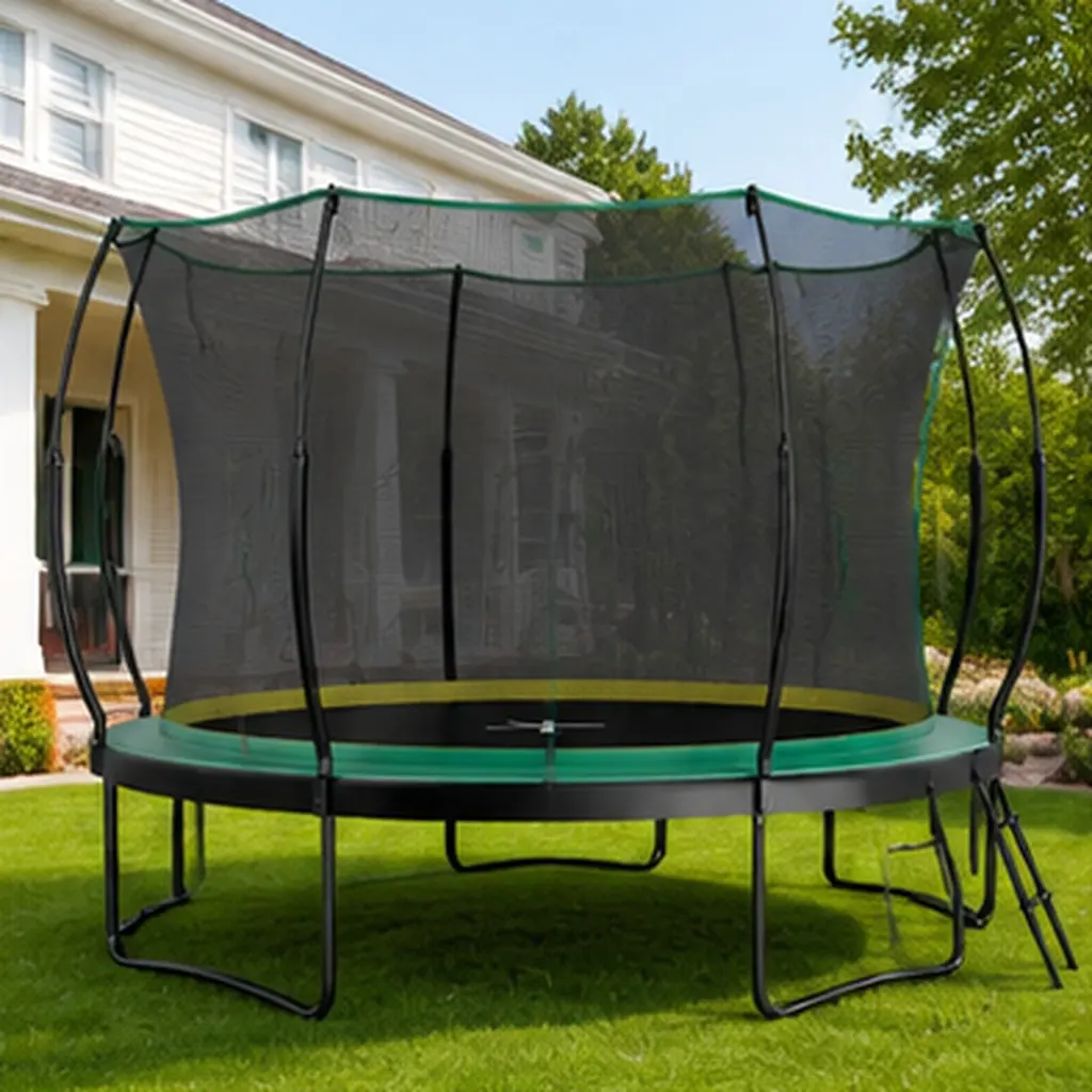 ARCH 10FT Springfree No Gap Trampoline for Kids' Play, Backyard Fun Toys with Zip Safety Net, Galvanized Steel Frame, Silent Bounce Bungee System, Durable Pad, Black+Green Options, 49.8L x 22.05W x 8.66H in, 49.8 L X 22.05 W X 8.66 H In