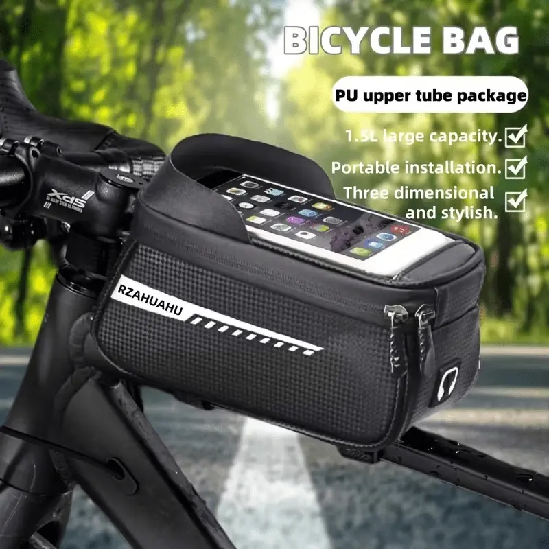 Bicycle frame bag, top tube bag, handlebar bag, mountain bike and bicycle touchscreen phone bag, large-capacity cycling saddle bag, Outdoor Cycling Accessories