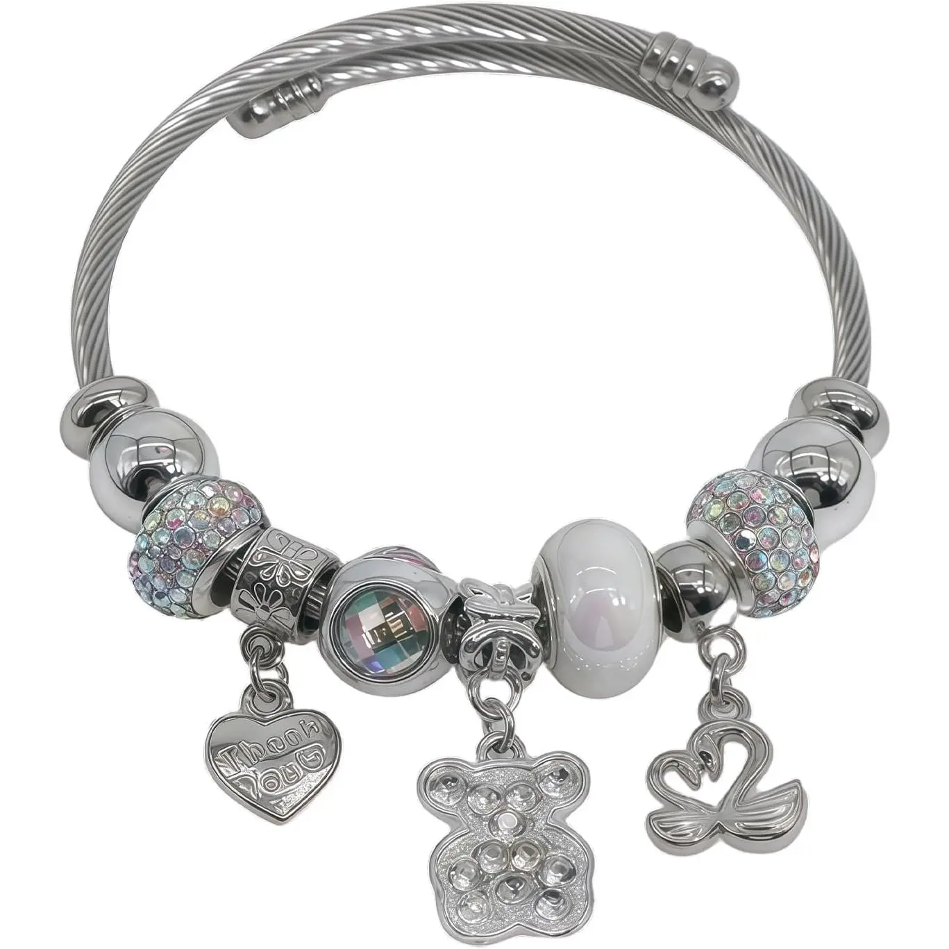 Charm Bracelets for Womens,Exquisite Cute Cartoon Friendship  Bracelets Stainless Steel Bangle, Womens  Suitable for Holiday Gifts and Birthday Gifts