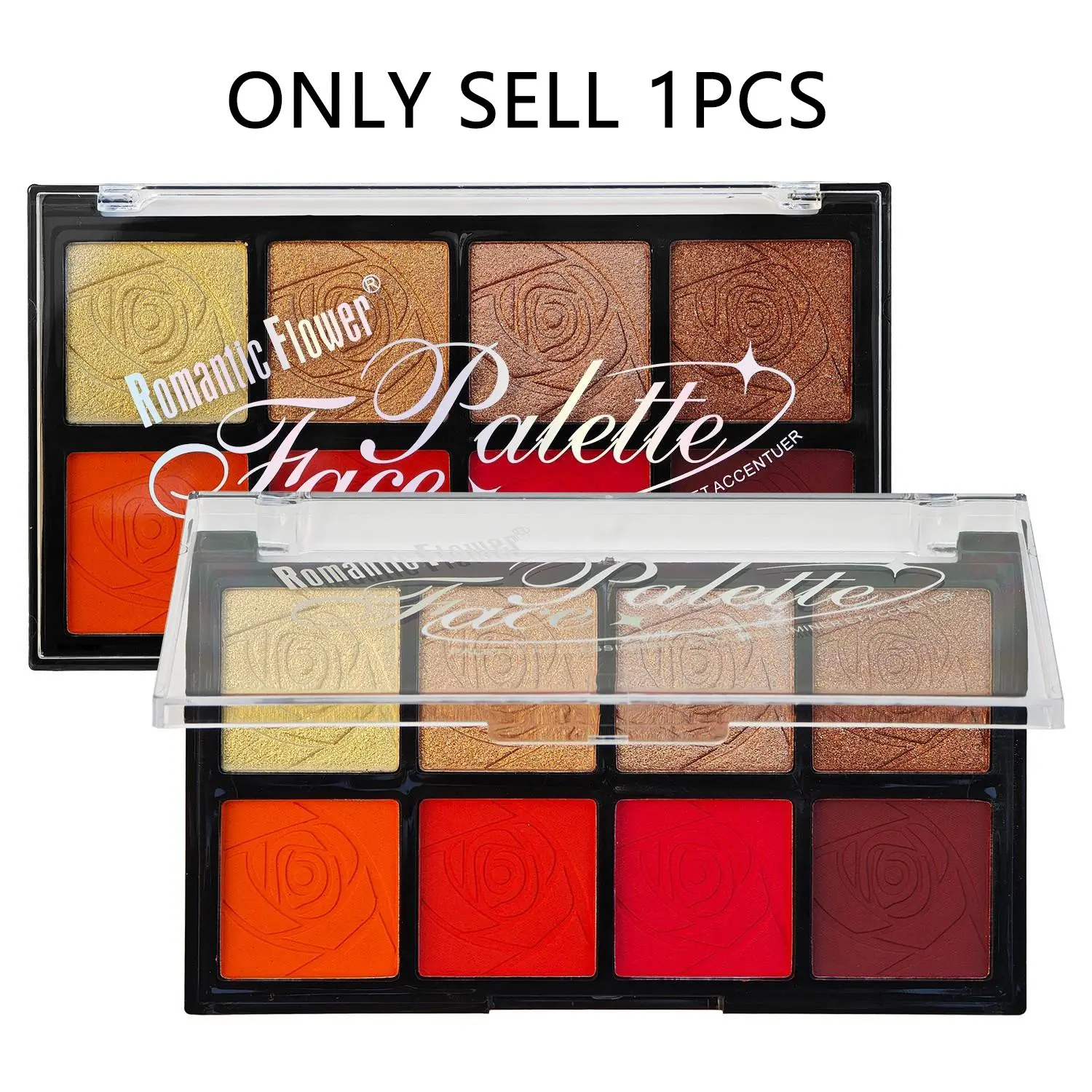 4 Colors Highlighter & 4 Colors Blusher Cosmetic Makeup Palette, Cheek Palette, Glam Face Palette, Everyday Versatile Makeup, Matte Flawless Waterproof Long-lasting Brightening Face Blush for All Skin Tones