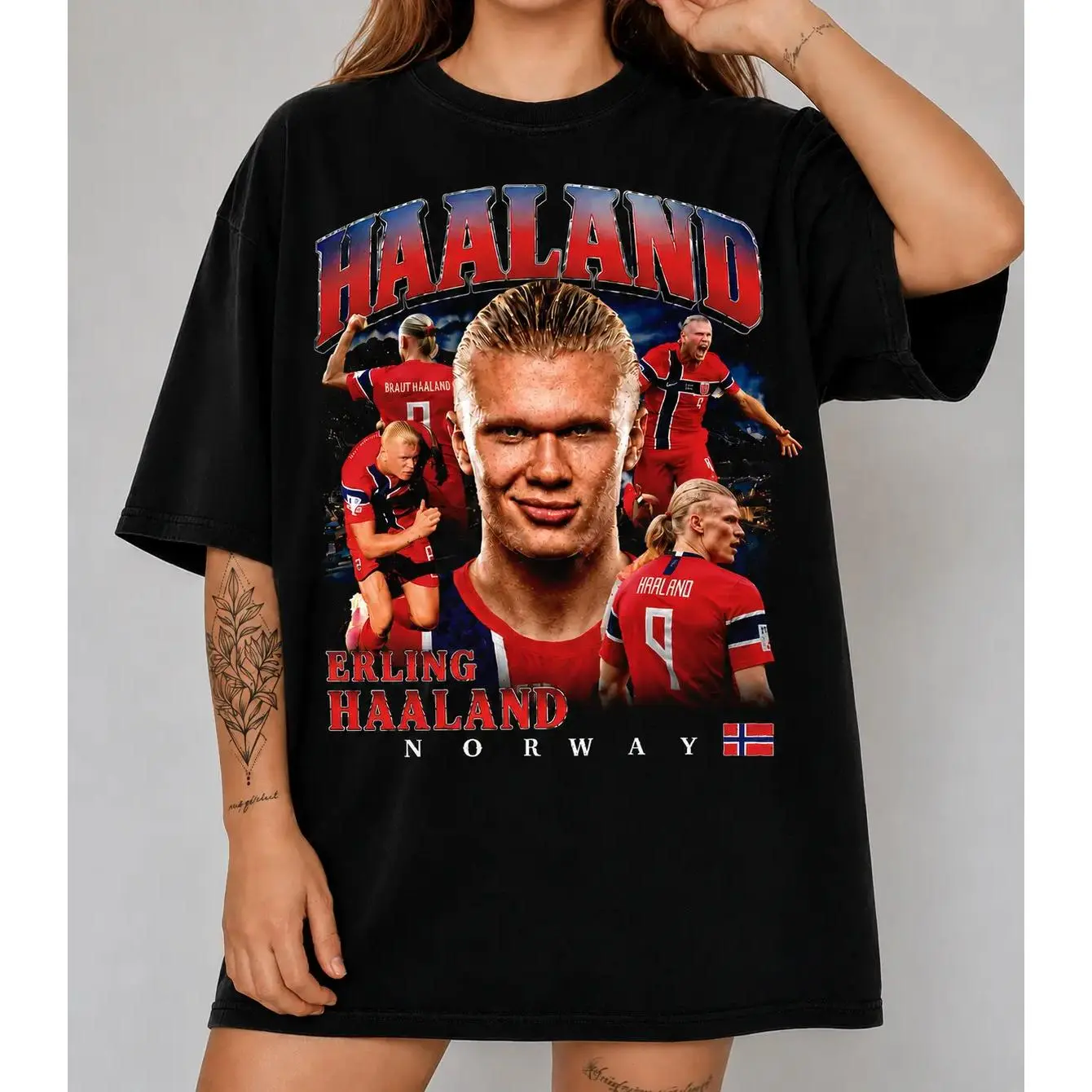 Erlingg Haalandd Shirt Vintage Graphic Tee, Norway Soccer Shirt, Football Fan T-Shirt, Retro Bootleg Oversized Unisex Shirt, Soccer Gift Crewneck Streetwear