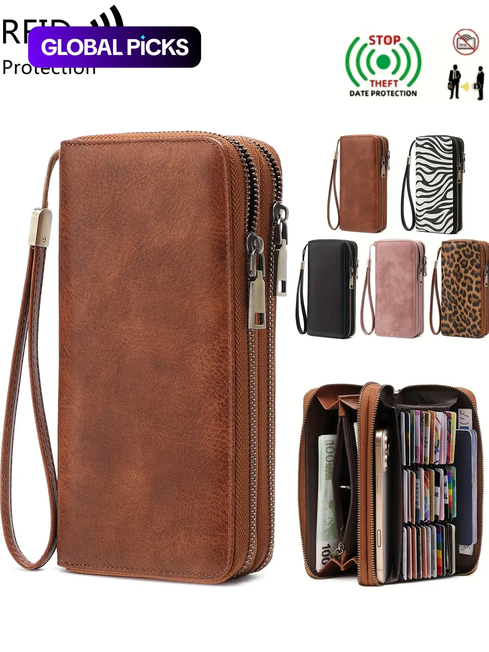 Women's Vintage Zipper Long Wallet With Floral Print, Multi-Functional Fashion Handbag With Large Capacity, Zipper Phone Pouch For Women Wallet Purse Wallet Wristlet Wallet, Fashionable Versatile Purse