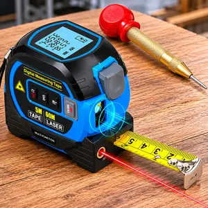 Laser Distance Meter Digital Tape Measure Automatic Lock Backlit LCD Multi Units Switching Center Hole Finder High Precision Fast DIY Tool Home Construction Professional Portable