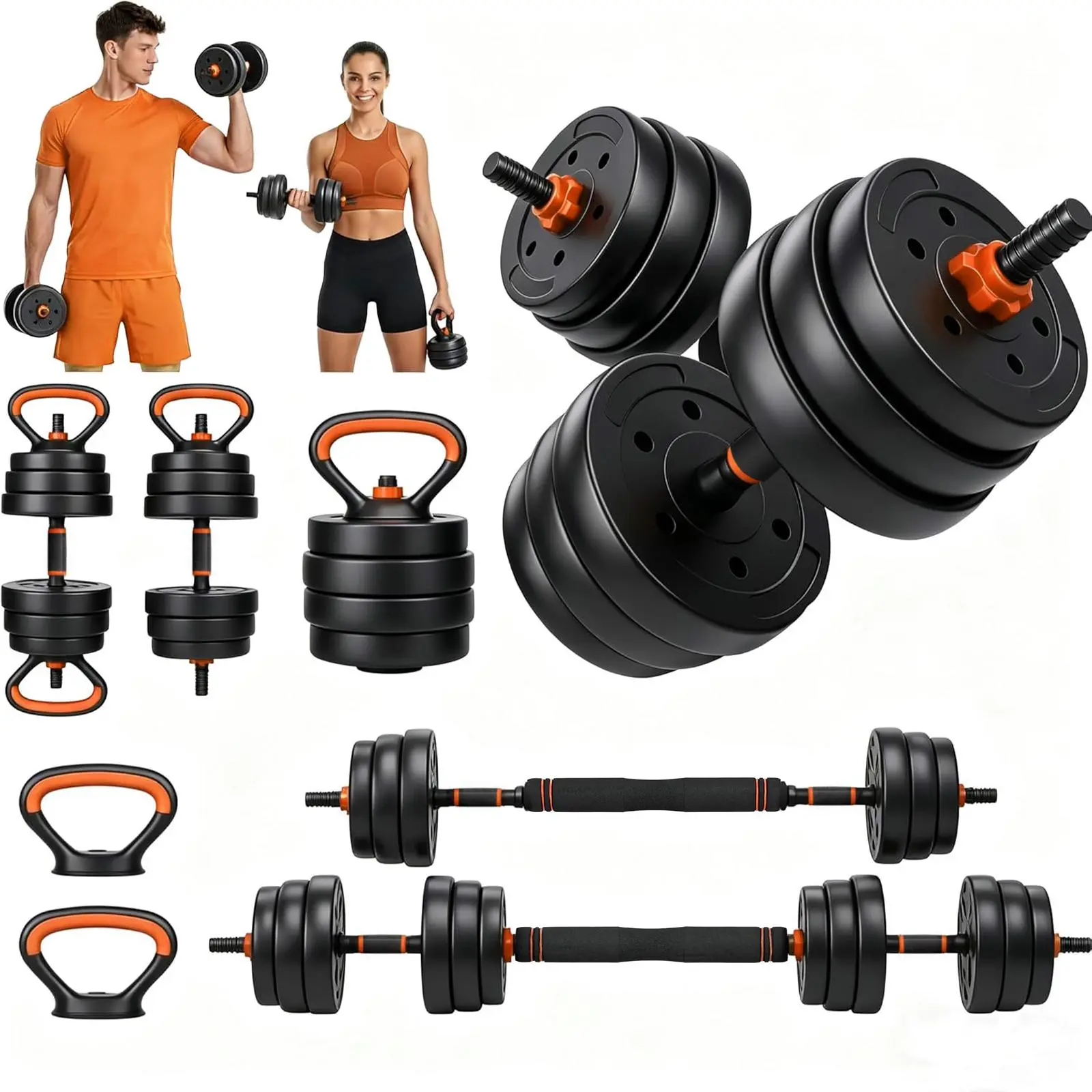 Adjustable Dumbbells, 66/88 lbs Variable Weight Set with Connector, 5-in-1 Multi-use Design for Unisex Home Gym Strength Training, Converts to Barbell, Kettlebell & Push-Up Stand, Customizable, 44/66/88 Lbs, 66Lb, Full Body Workout, Resistance Training, A