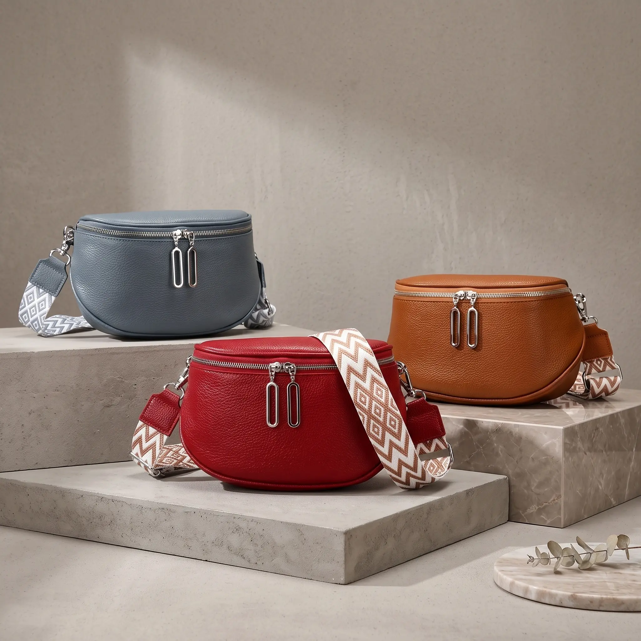 Top Grain Leather Crossbody Saddle Bag For Women | Small Sling Shoulder Bag With Stylish Wide Strap & Dual Zippers | Roomy Everyday Essential For Travel, Cycling & Street Style | Multi-Pocket Design In Multiple Colors