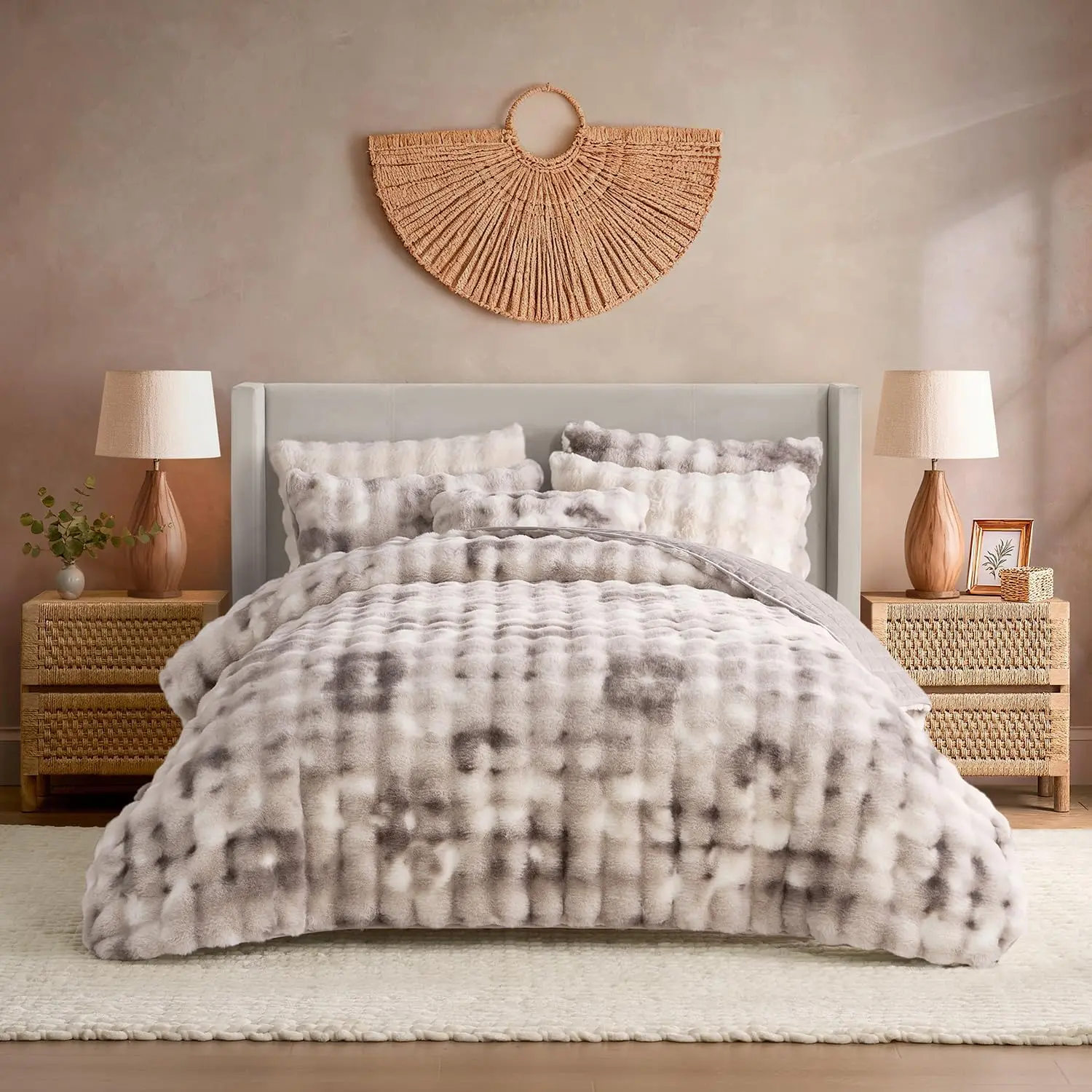 Ultra-Soft Weighted Blanket,  Bubble Cuddle Heavy Bed Blanket, Plush Faux  Big Comforter, Soft & Warm  Decor  (Tie-dye Brown, 90''x90'' 20lbs, Full/)