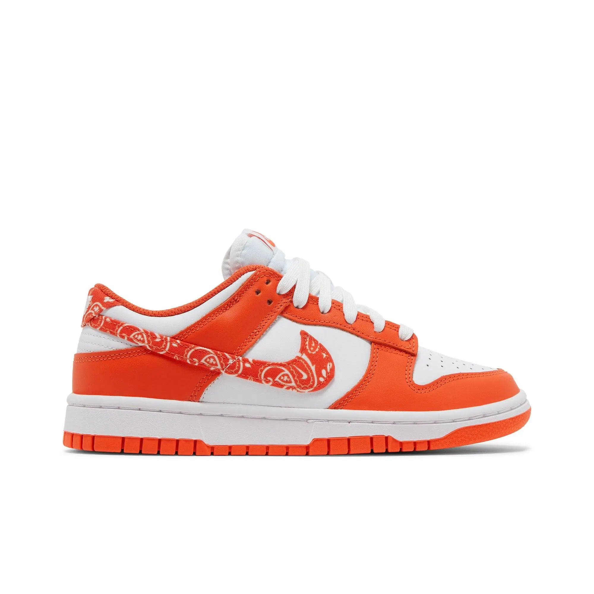 Nike Women's Dunk Low 'Orange Paisley' Skateboarding Shoes - Female Low Ankle Height Casual Sneakers with Paisley Pattern, Standard Lacing, Style DH4401-103
