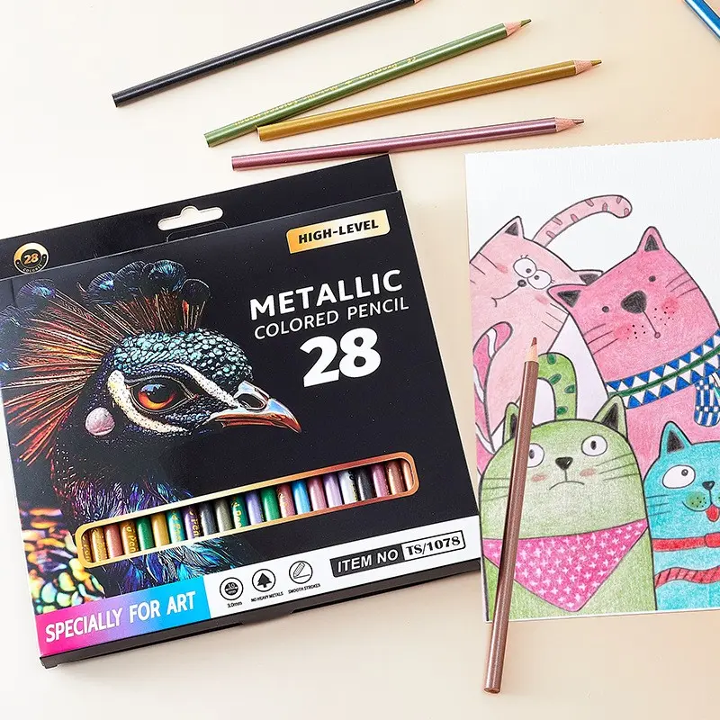 Colored Pencil Set, 28 Colors Soft Core Art Pencils for Drawing, Coloring and Sketching