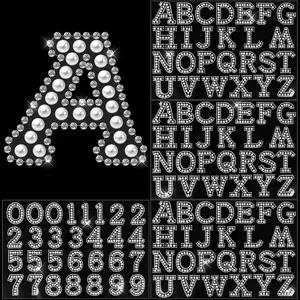 107 Pcs Pearl Rhinestone Self Adhesive Stickers 3 Sheets A-Z Glitter Letter Stickers and 1 Sheet 0-9 Number Stickers Bling Crystal Alphabet Sticker for DIY Crafts (White+White)