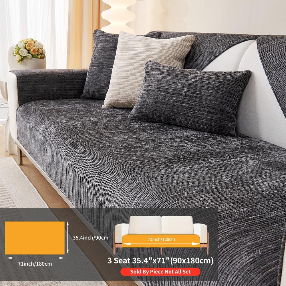 Solid Color Jacquard Chenille Sofa Cover, Jacquard Couch Covers, Non-Slip Sofa Slipcover Protector for Home & Living Room, Fits 1- to 4-Seat Sofas, Sofa Couch Cover