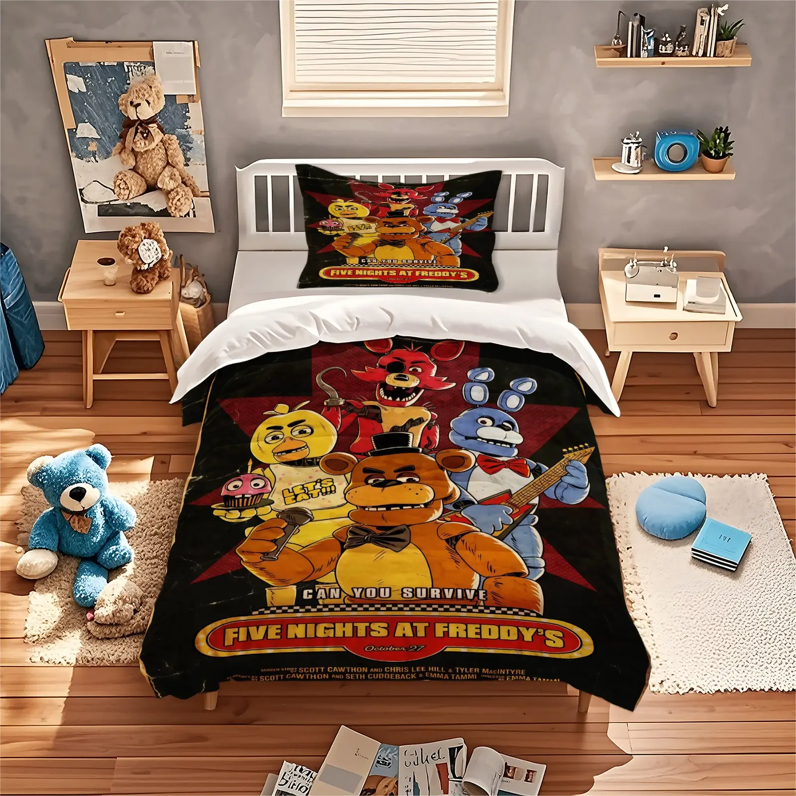 Five Nights At Freddy's Printed Pattern Duvet Cover, Perfect For Decorating Bedrooms For Teenagers And Adults, Suitable As a Halloween Micro Horror Decoration And Gift, Including 1 Duvet Cover And 1 Or 2 Pillowcases Without a Core And Pillow