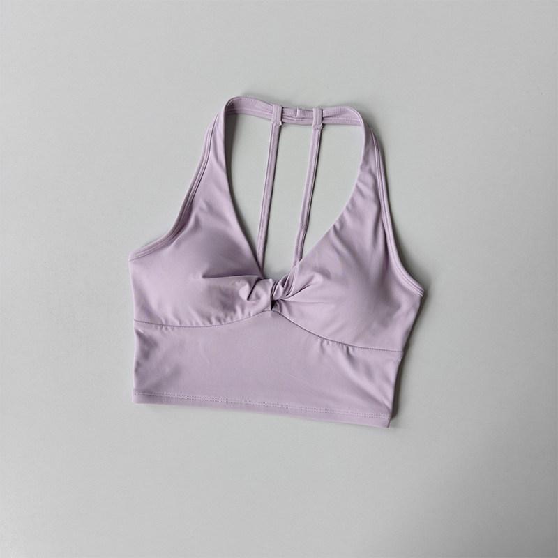 Knotted Shockproof Sports Bra Fixed Cup Thin Straps Beautiful Back Yoga Clothing Vest Running Vest Fitness Clothing Bra Women