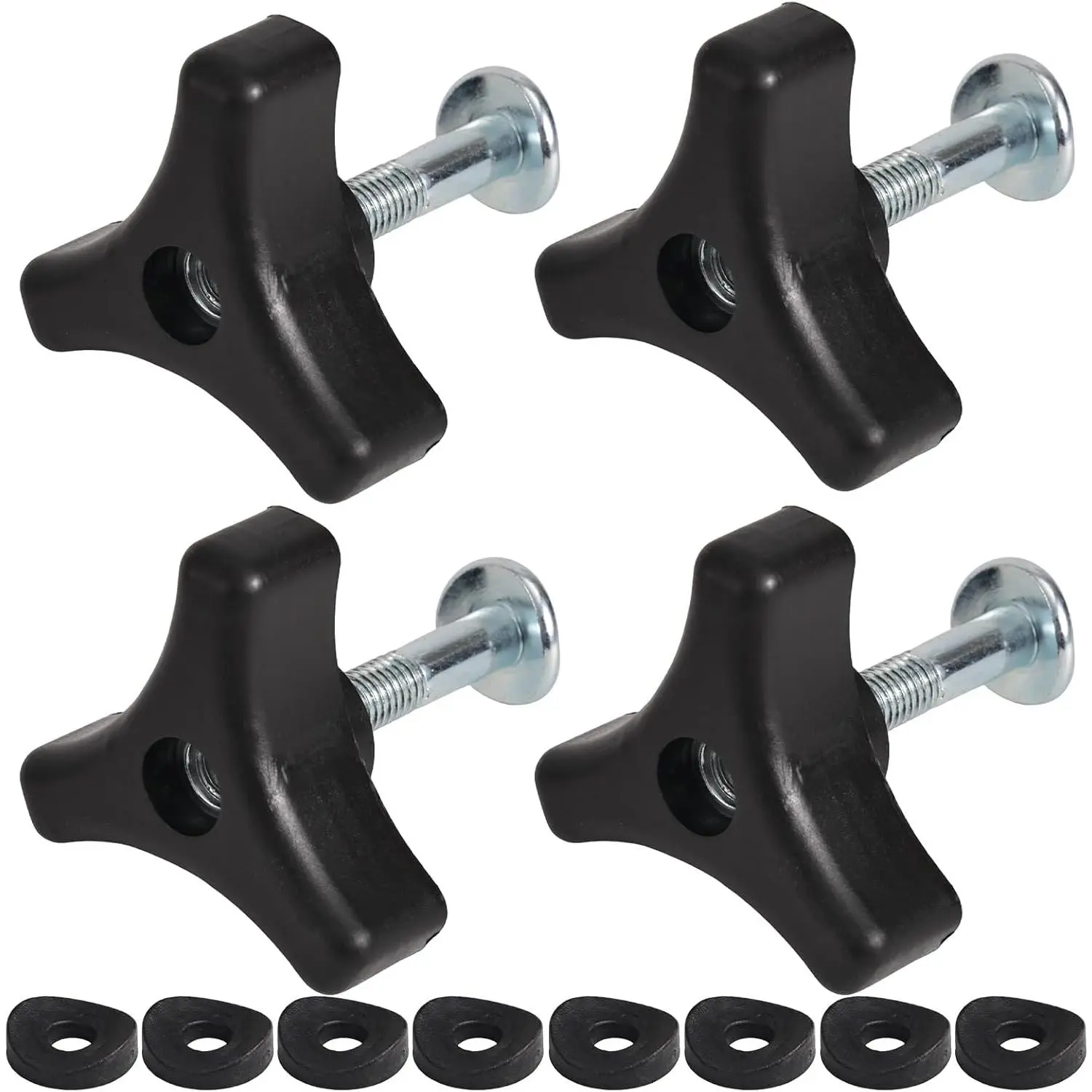 4 count Lawn Mower Handle Knob, Triangle Handle Wing Knob  Nut  Accessories Attachment  with 4 Screw & 8 Rubber Gasket for  Lawn Mower Machine