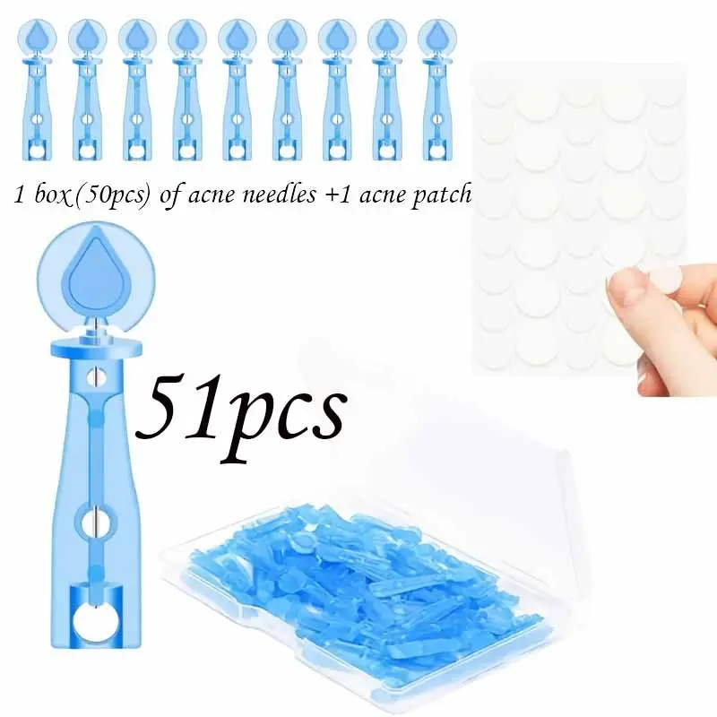 51pcs Acne Picking Tools Set, Includes 50 Disposable Acne Needles & 36 Acne Stickers, Ultra-Fine Acne Extraction Kit for Easy Use, Pimple Extractor