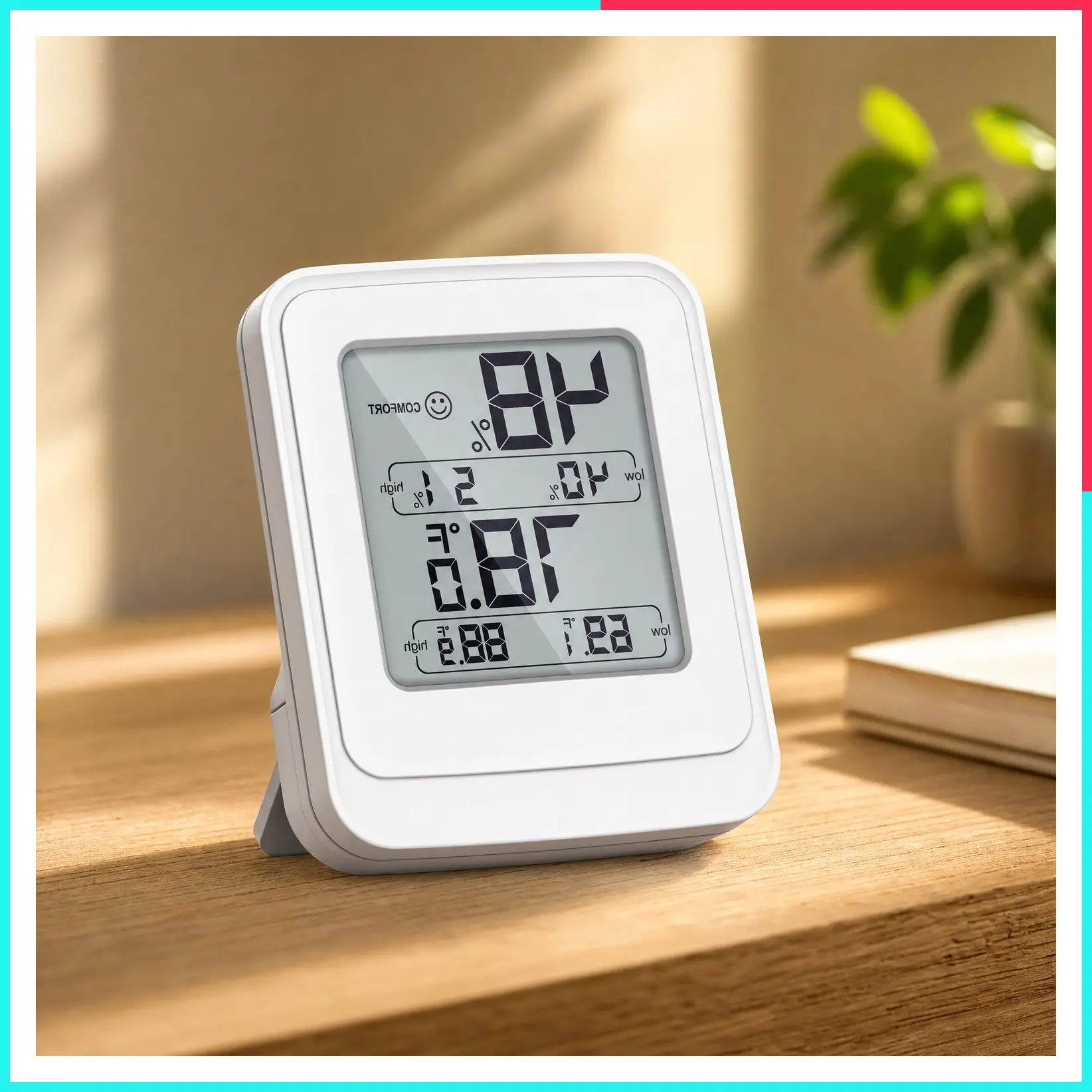 Digital Hygrometer Indoor Thermometer with IPX5 Waterproof, Temperature and Humidity Monitor with High/Low Records for Greenhouse Room Cellar Grow Tents Reptile