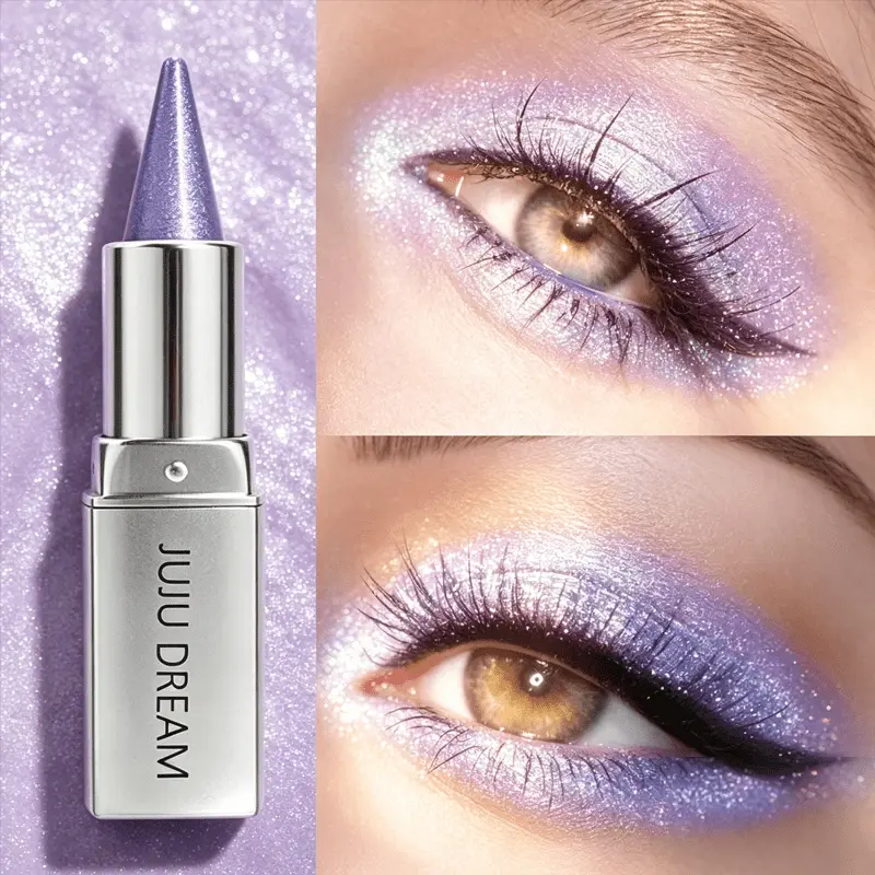 JUJU DREAM Shimmer Cream Eyeshadow Stick, Lavender Haze Iridescent Purple Glitter Eye Shadow Pencil, High Pigment Smooth Cream Texture Easy Swipe & Blend, Waterproof Sweat Resistant Long Wear No Creasing, Build Dazzling Sparkly Smoky Eye