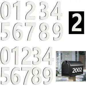 Mailbox Numbers 4 Inch White, Non-Adhesive  Address Numbers 0-9(2 Sets), Easy Install for House, Office, Weatherproof