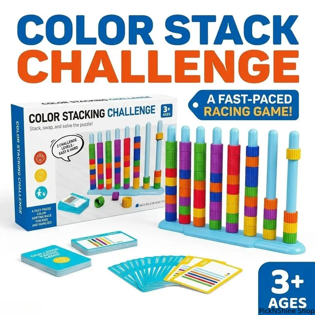Interactive Color Stacking Racing Toy Educational Sorting Puzzle For Kids And Family Screen Free Game Night Activities Toddler Montessori Learning Gear Fine Motor Skills Builder
