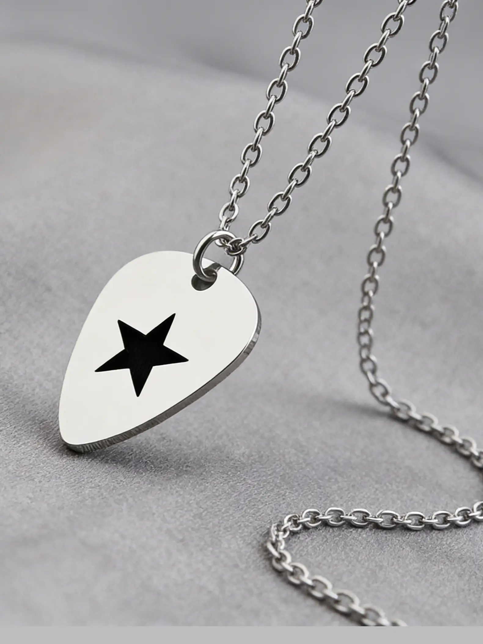 Stainless Steel Star Guitar Pick Necklace, Casual Style Necklaces, Music Lover Daily Aesthetic Jewelry Gift, Perfect for Fashion, Lazy Style and Chain Necklace