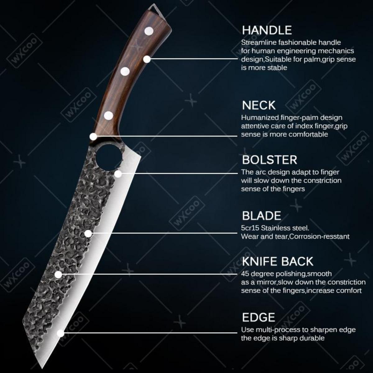 1 PC Multipurpose Knife Household Cooking Tool Handmade Forged Knife Kitchen Vegetable Cutter Professional Utility Butcher Cutting Paring Meat Cleaver