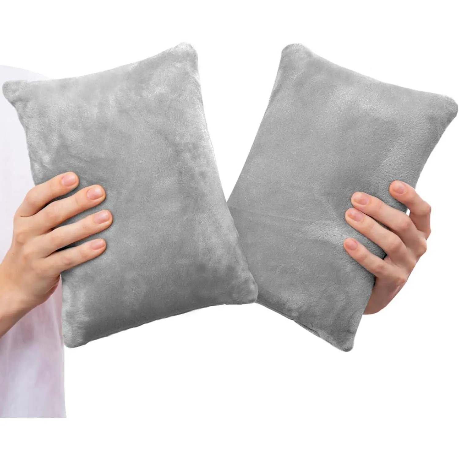 2-Pack Rectangular Memory Foam Support Cushion, 11x7 In Small Mini Pillow for Travel & Sleeping, Neck/Lumbar/Knee Support, Pet Dog Tiny Cushion (Grey)