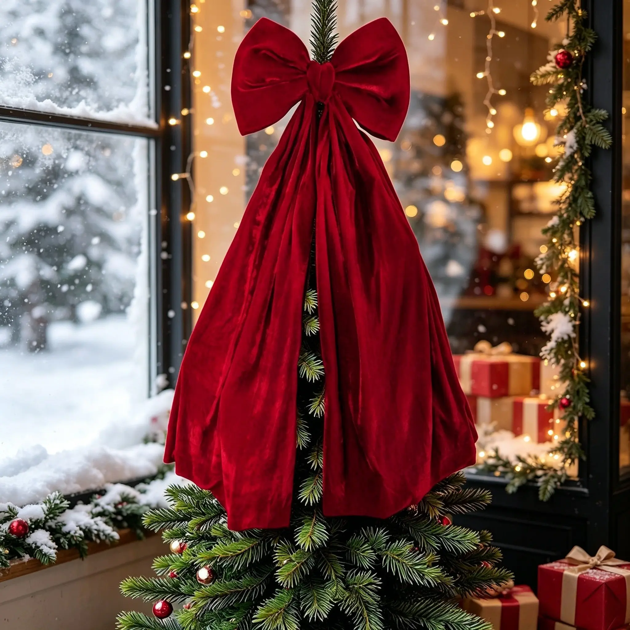 Christmas Velvet Large Bow, Store Window Display Decorative Hanging Ornament, High Aesthetic Christmas Tree Decoration, Christmas Decorations