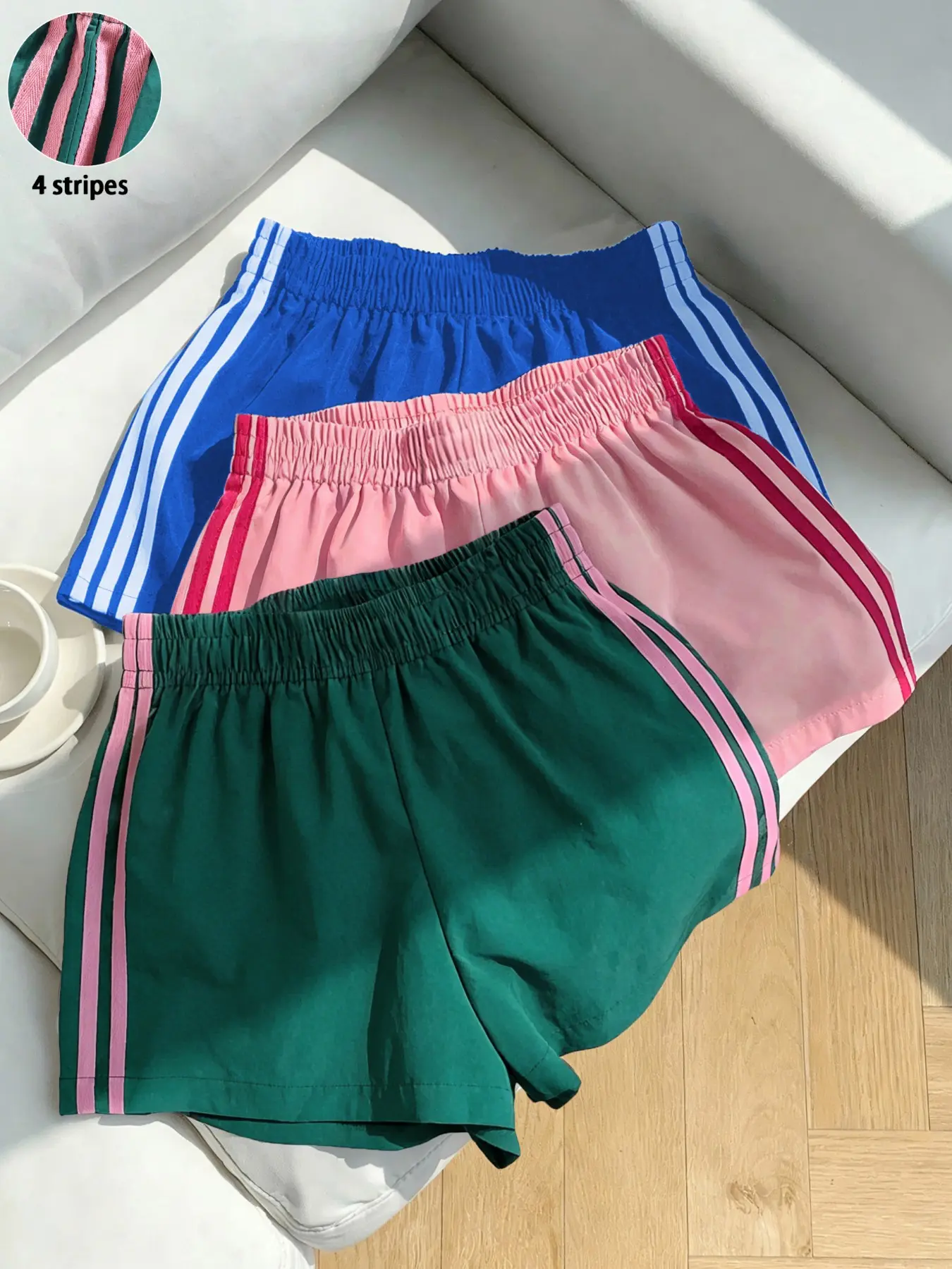 Women's Quick-Dry Breathable Sporty Shorts, Loose Fit Elastic Waist Summer Casual Pants, Y2K Fashion Stripe Home Wear, Casual Athleisure Shorts, Colorblock Shorts, Athletic Wear Shorts