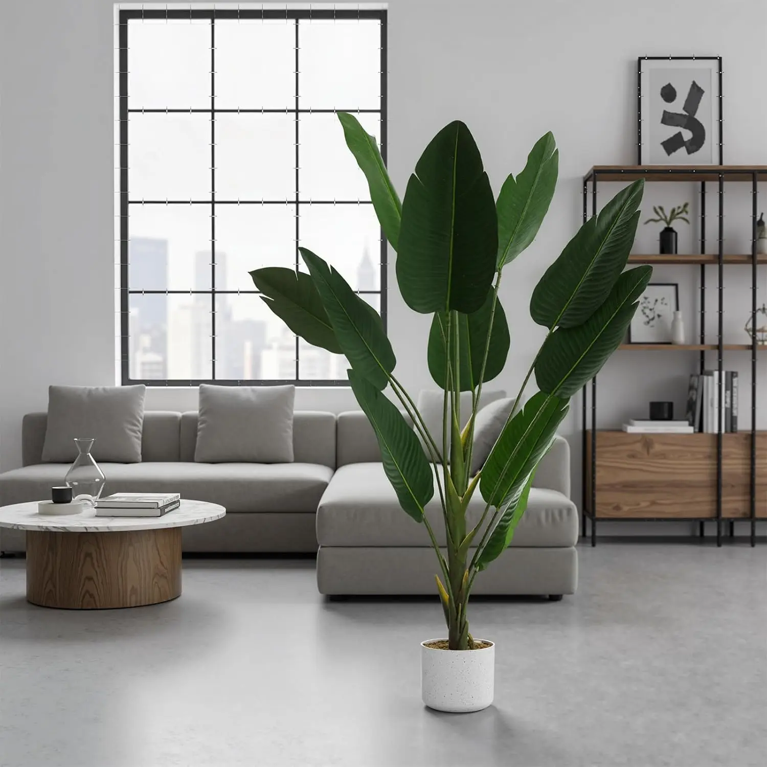 Artificial Banana Tree & Monstera Plant Set – 3.6-4FT Tall Faux Banana Leaf and Split Leaf Philodendron, Realistic Potted Indoor Decorative Trees for Living Room, Office, Patio, Exotic Home Decor