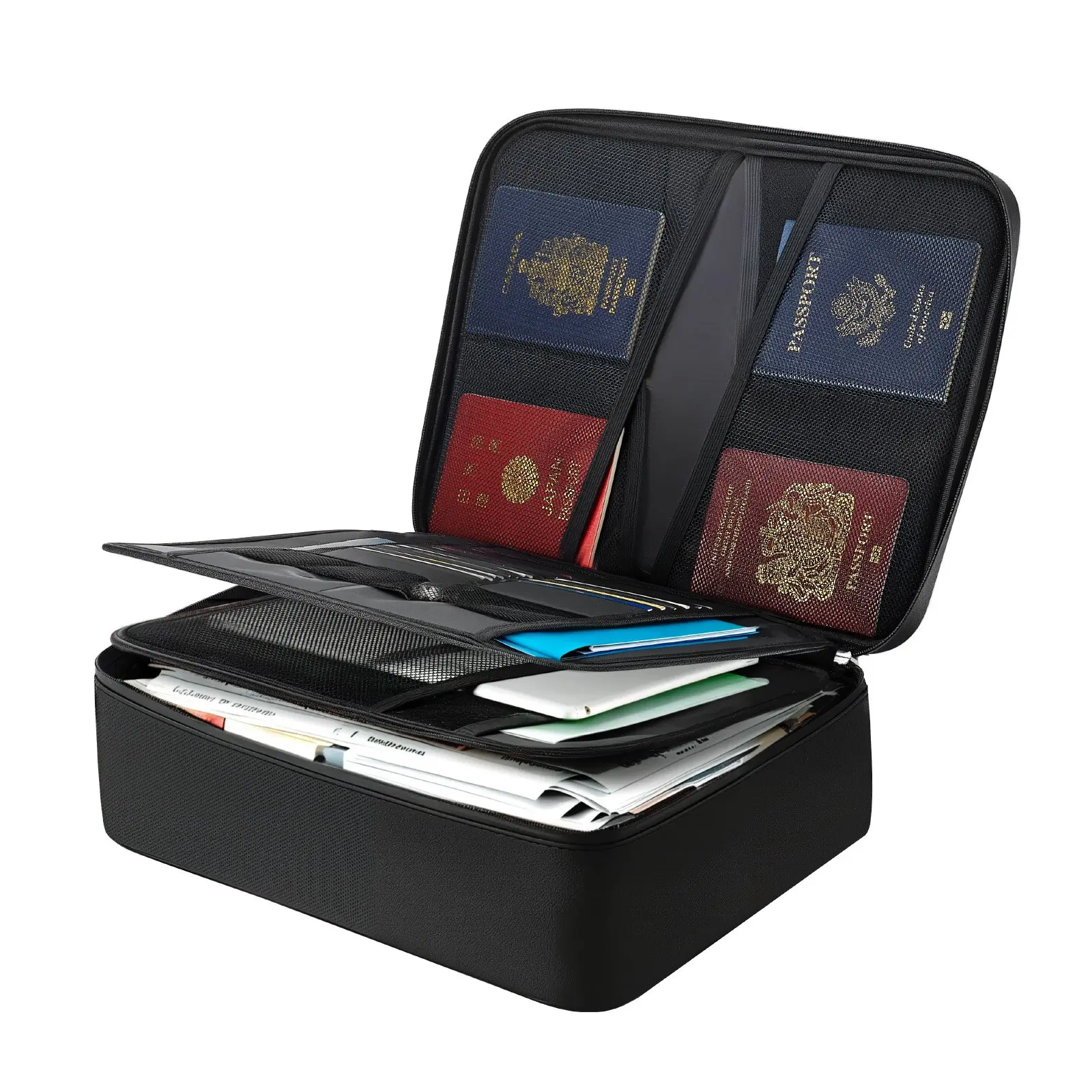 【DealsForYouDays】VEVOR Fireproof Document Box, 1832 Heat Insulated Fireproof Waterproof Box with Lock, Portable Multi-Layer Home Office Travel File Storage Organizer, for Passports, Important Documents, Files