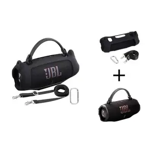 party essential  drop-resistant  music JBL Charge 6  cover Waterproof Portable Bluetooth Speaker Silicone Case,Soft Protective Sleeve Cover with Shoulder  Strap for JBL Charge 6 Speaker (Black),  Speaker Cases Drop-Proof