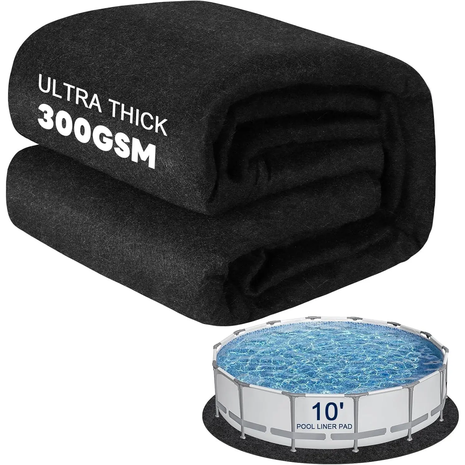 300G/M² Thicker Pool Liner Pad for Above Ground Swimming Pools,10 Ft Round Under Pool Padding, Durable Geotextile Material, Double Density Puncture Resistant, Extend Liner Life,Mats for Pool Bottom