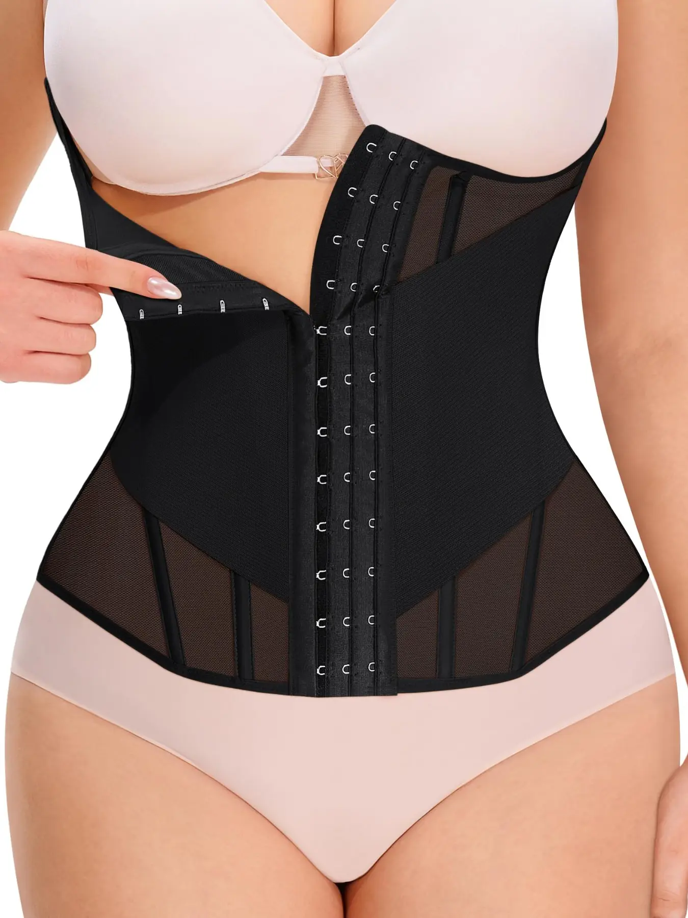 Women's Waist Trainer Bodysuit, Adjustable Breathable Mesh Shapewear for Tummy Control, Daily Wear Compression Garment, Comfortable & Stylish Design