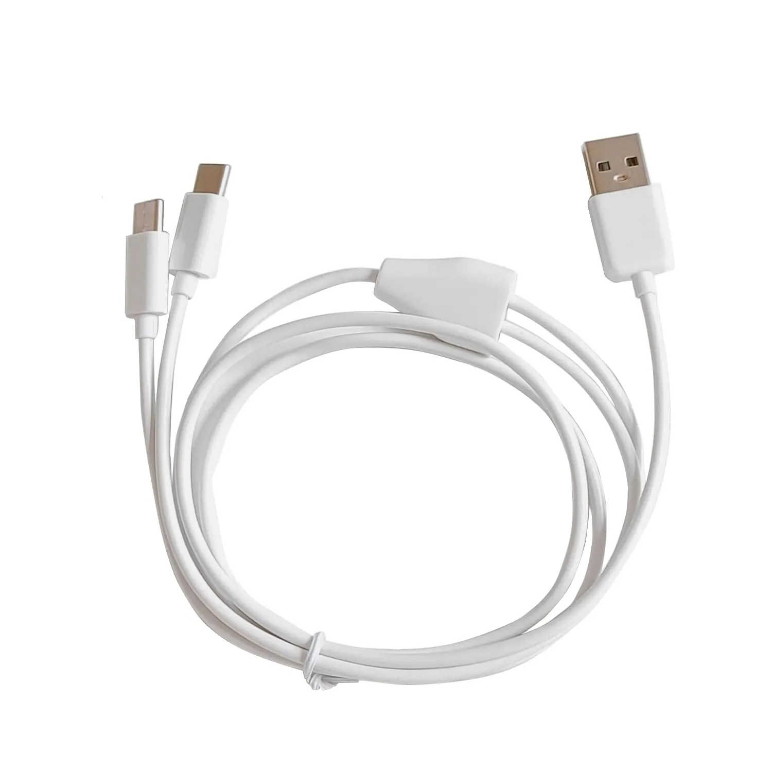2-in-1 USB-A to USB-C Splitter Connector Cord (3.3 FT, White) - Mobile Charger for Smartphones, Tablets, Electronic Devices, Port