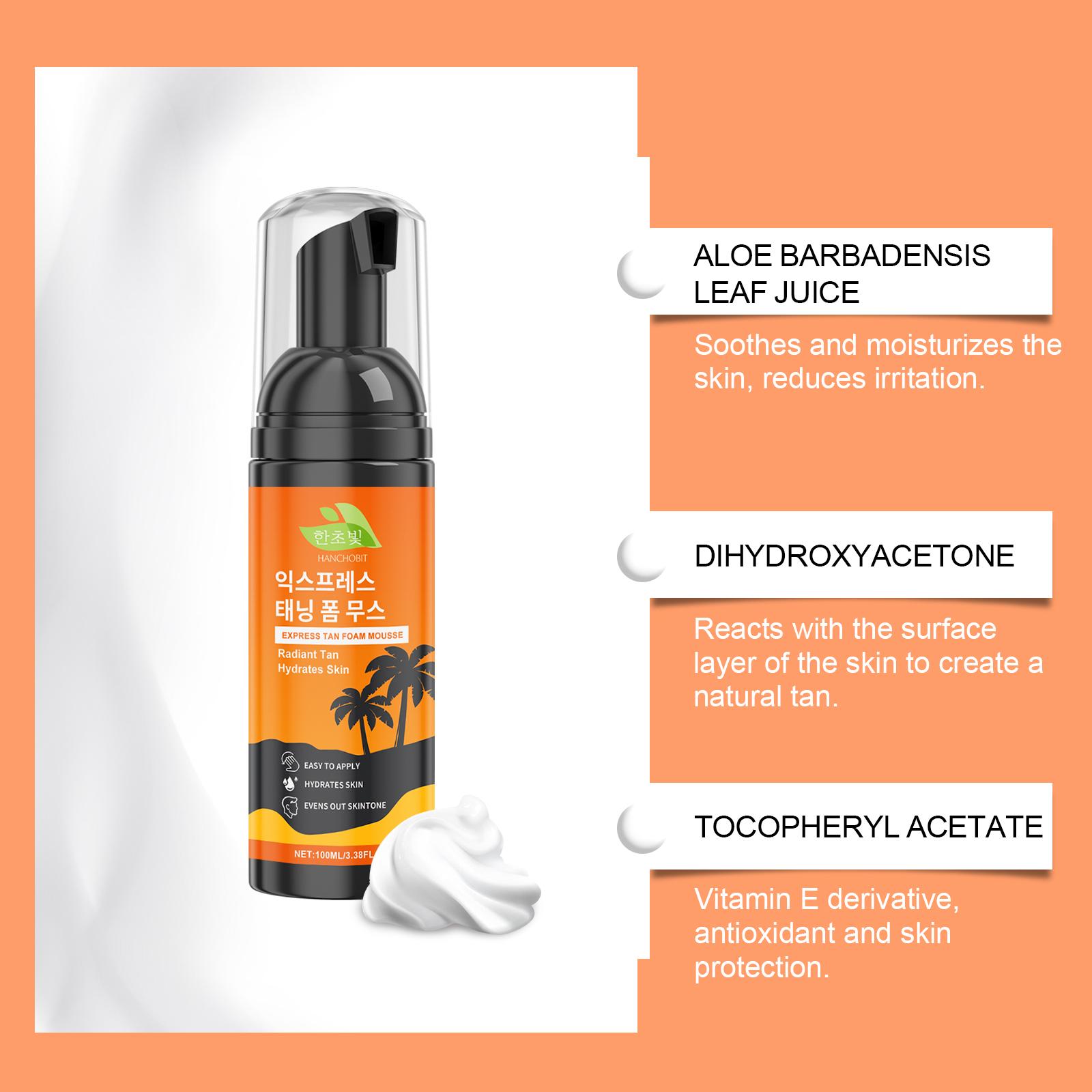 HANCHOBIT Daily Tanning Foam Mousse Even Skin Tone Long-lasting Gentle Moisturizing Body Care Mousse