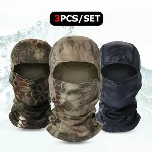 3PC Breathable Python-Pattern Sports Balaclava – Quick-Drying Full-Face UV Protection Headgear, Tactical Outdoor Accessories for Motorcycling, Helmet Liner & Active Sports