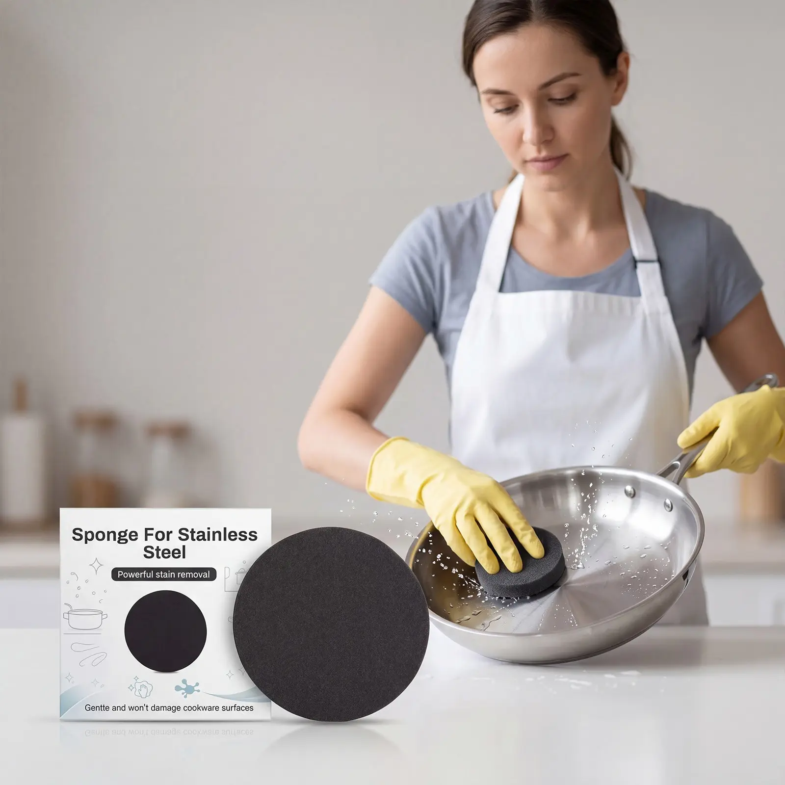 Steelé Sponge for Stainless Steel Cookware, Kitchen Sponges