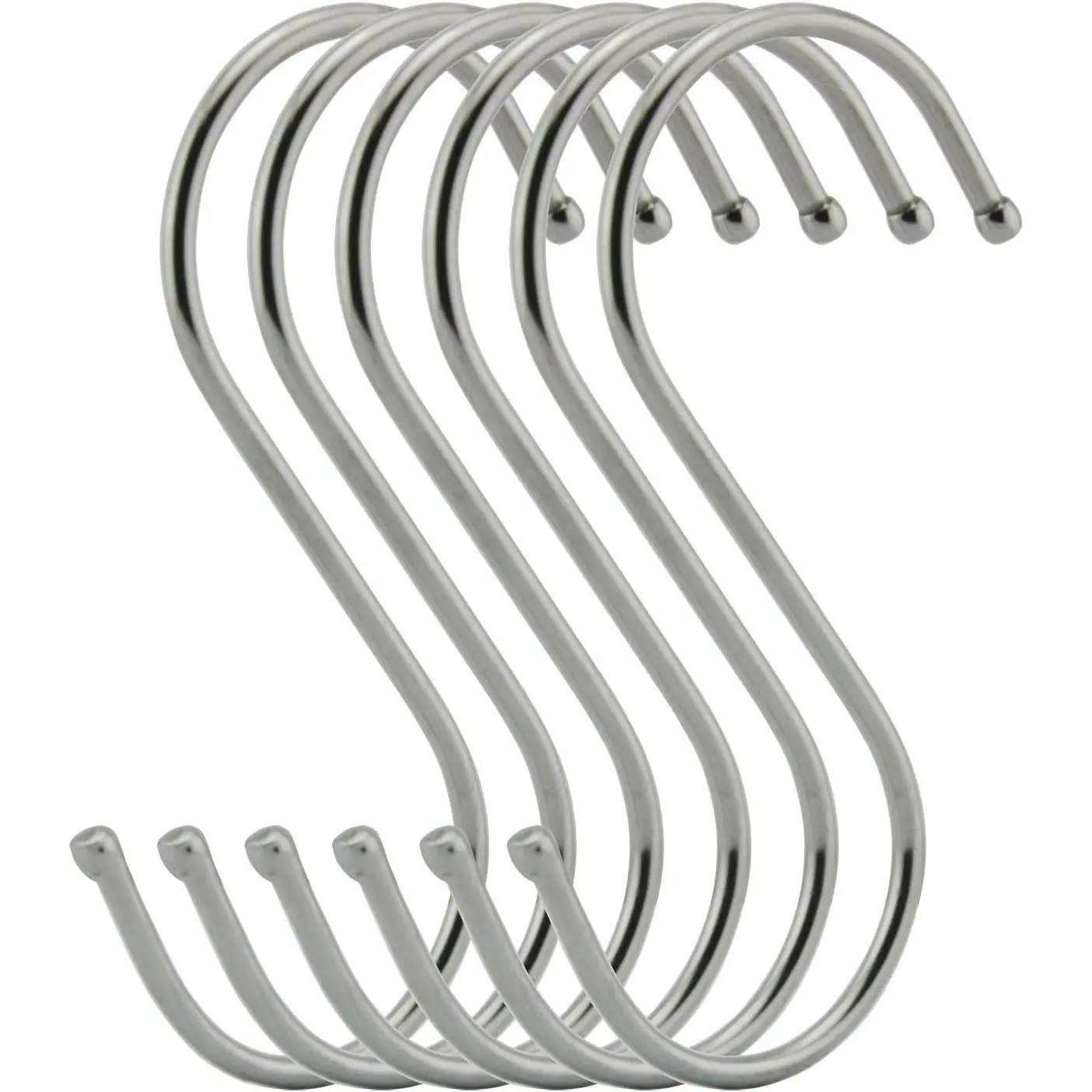 6-Pack 4.7 Inches  S Shape Hooks,Heavy-Duty Stainless Steel  Hooks - Multiple uses,Ideal for Apparel, Kitchenware, Utensils, , Towels, Gardening Tools.