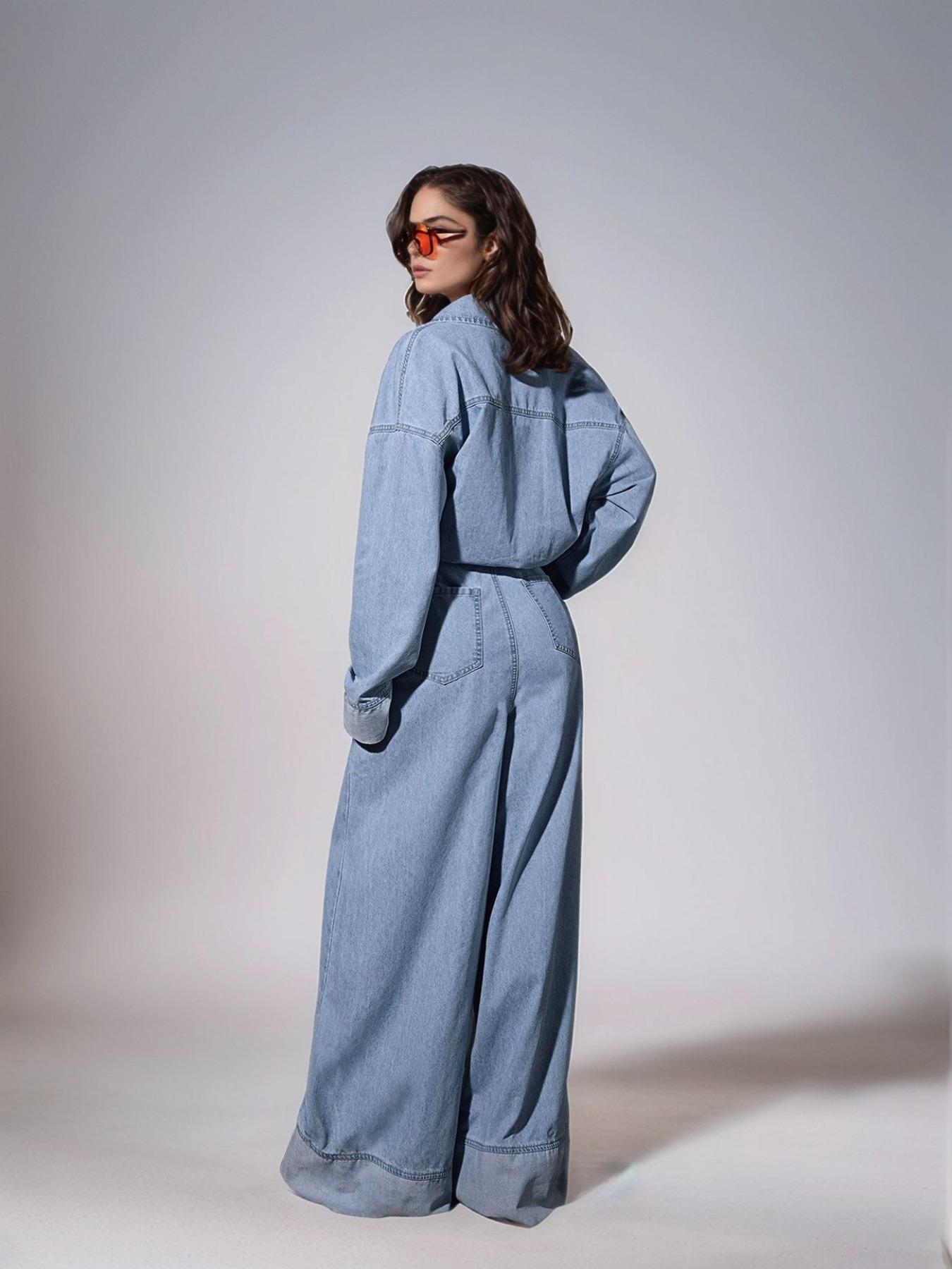 Women's Pocket Denim Jumpsuit without Belt, Casual Fashion Wide Leg Denim Jumpsuit for Daily Wear, Ladies Clothes for All Seasons, Denim Jean Overalls