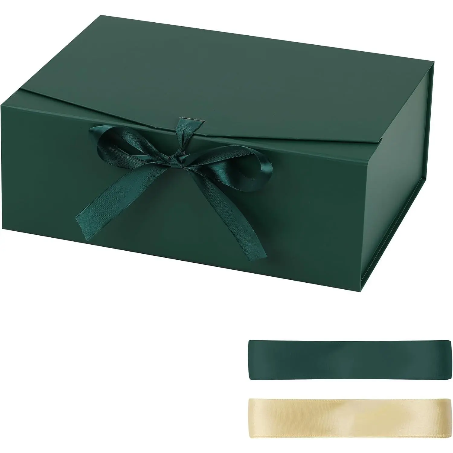Gift Box,8x8x4 Gift Boxes with Lids for Presents,Green Magnetic Gift Box for Wrapping,Birthday, Wedding, Bridesmaid Proposal, Christmas,Includes Ribbon,Card