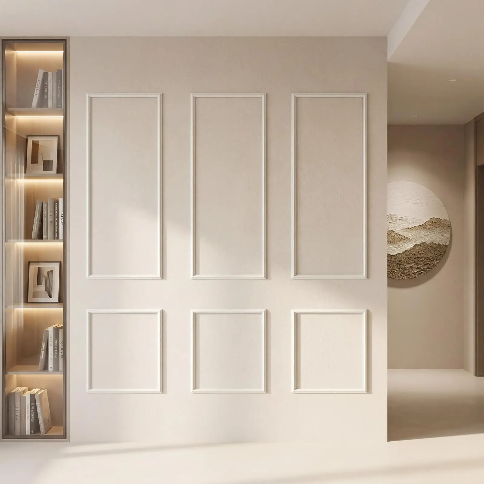 Pre-Cut Wall Molding Kit - 6 Pcs DIY Wainscoting Strips for Living Room Bedroom Accent Wall Decor, Glue On Ready to Assemble Wall Trim