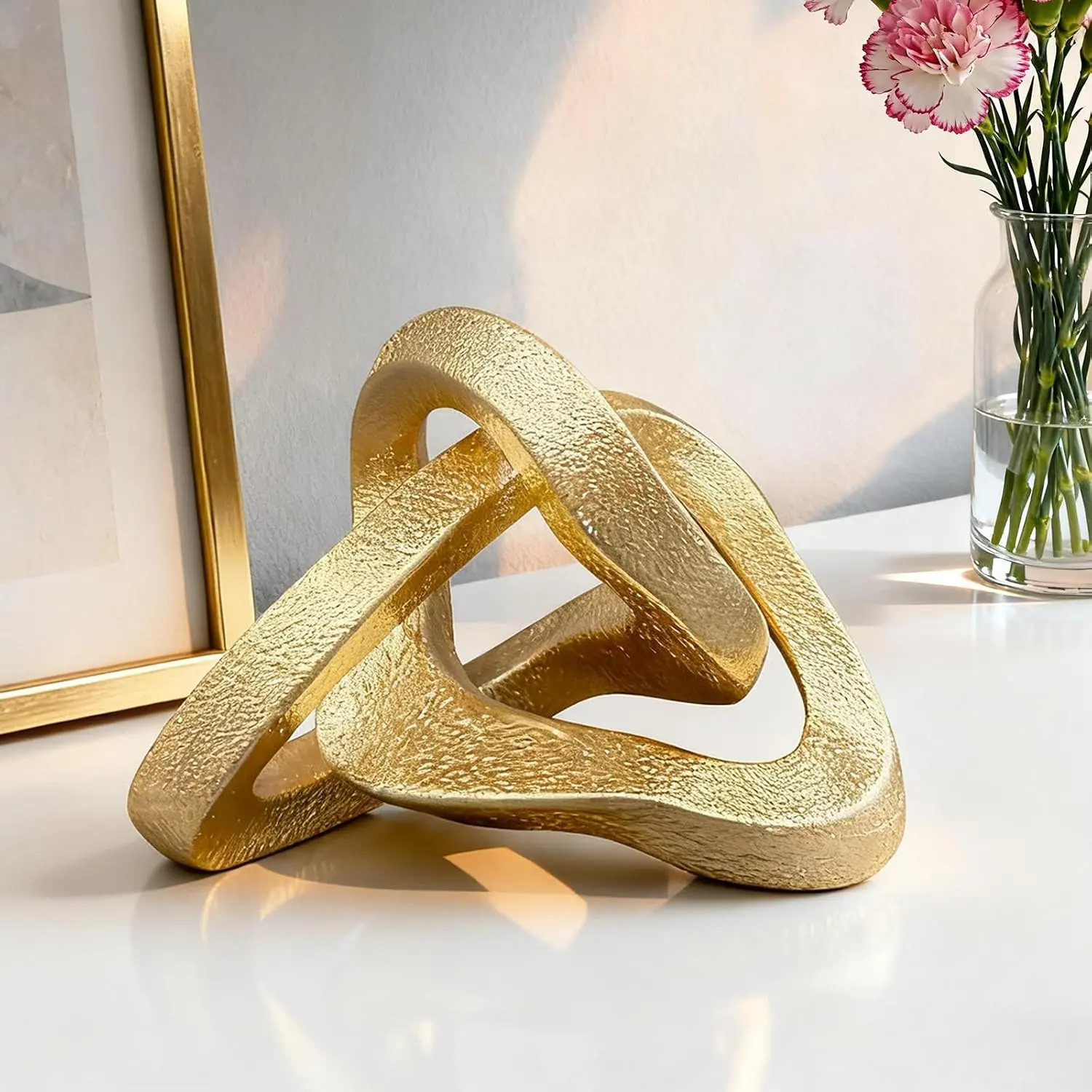 Knot Statue for Christmas Decor  Tabletop  Decor, Modern Geometric Sculptures Accent Decor for Living Room Bedroom Office Coffee Table Bookshelf Mantle Decorations Gifts