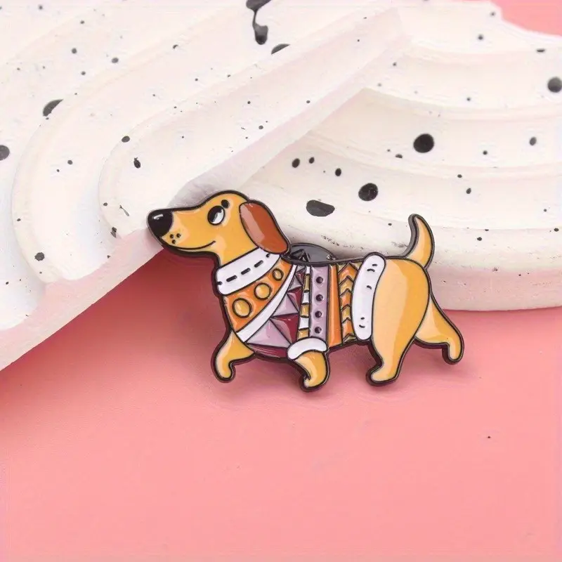 Vintage Style Alloy Dachshund Brooch, Elegant Enamel Sausage Dog Emblem Pin Accessory