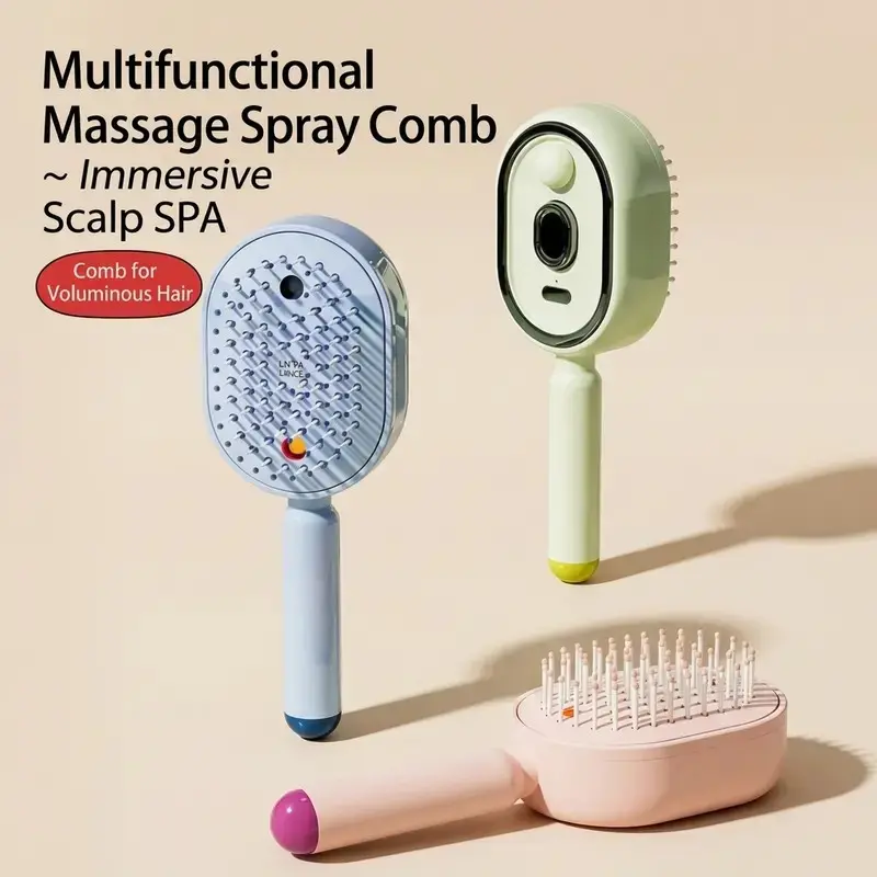 Electric Spray Cushion Massage Comb, Self-Cleaning, Anti-Tangle, Anti-Static, Volumizing Hair Brush, Ideal for Hair Care, Anti Static Hairbrush, Volumizer Brush, Volume Brush